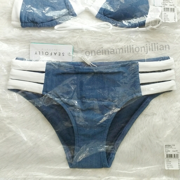 Seafolly Block Party Bikini Swim Top/Bottom - Picture 9 of 11